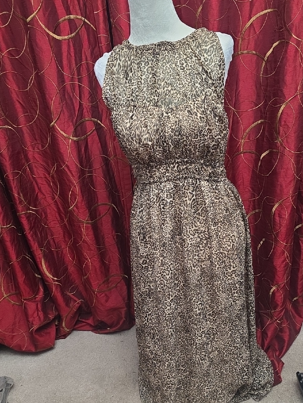 Old Navy Brown Leopard-Print Sleeveless Maxi Dress
